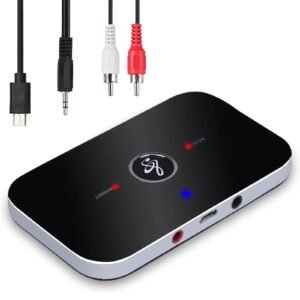 Bluetooth 5.0 Transmitter Receiver for TV to Headphones, 2-in-1 Bluetooth AUX Adapter with 3.5mm Aux RCA Cable for Car Home Stereo PC Speaker Amplifier