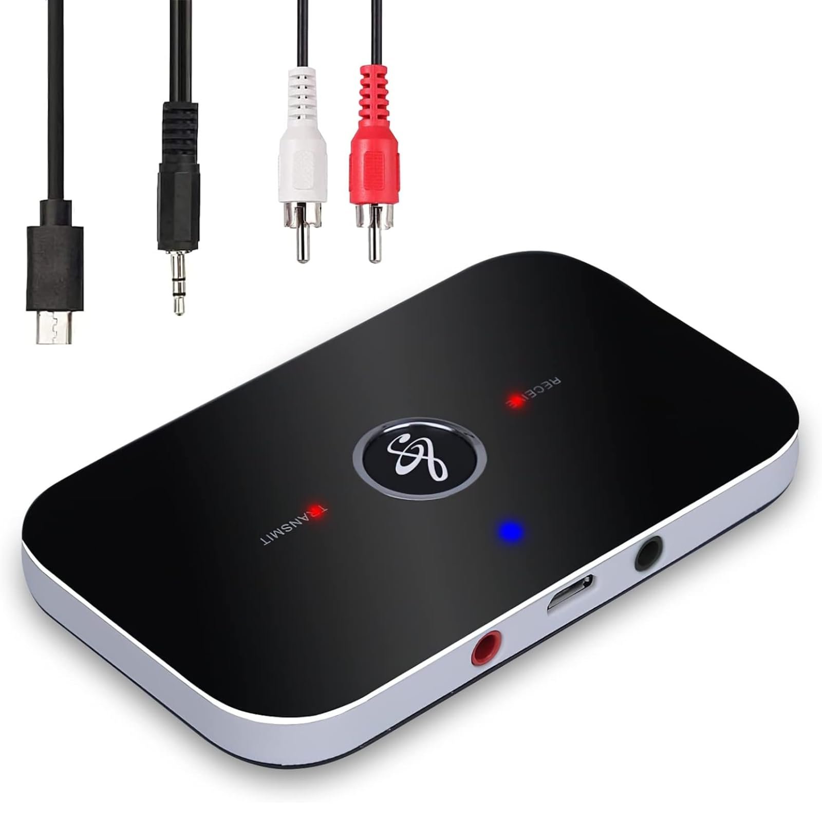 Bluetooth 5.0 Transmitter Receiver for TV to Headphones, 2-in-1 Bluetooth AUX Adapter with 3.5mm Aux RCA Cable for Car Home Stereo PC Speaker Amplifier
