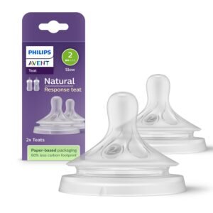 Philips Avent Natural Response Bottle Teat – 2 x Baby Bottle Flow 2 Teats for Newborn Babies | 0+ Months, BPA Free (Model SCY962/02)