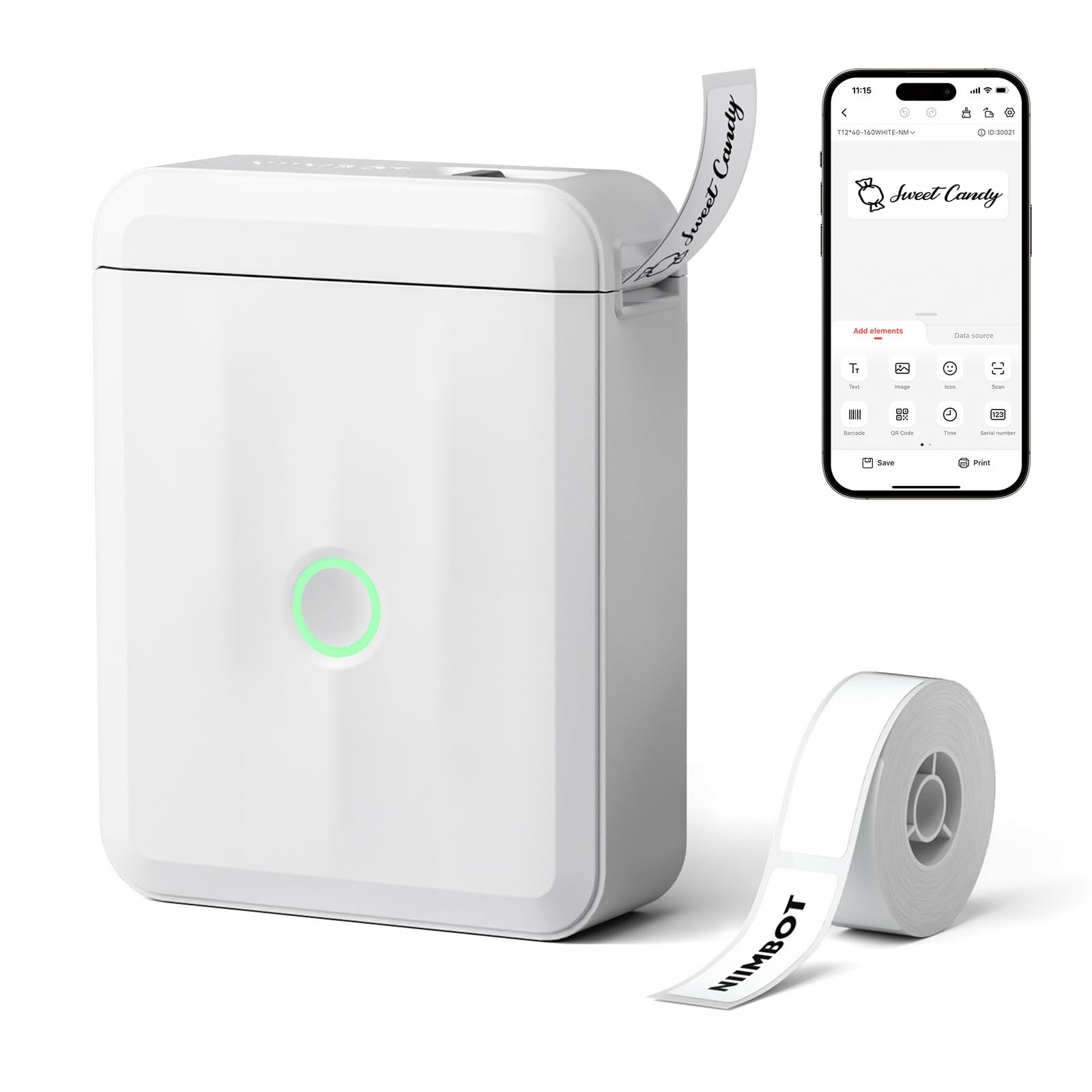 NIIMBOT D110M Thermal Label Printer for Home Organization, 0.5Inch (White)