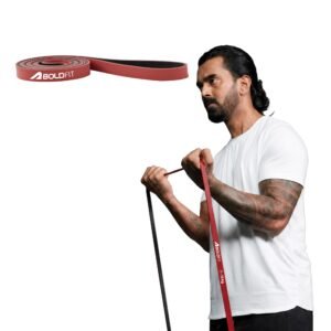 Boldfit Resistance Bands for Workout Dual Color Heavy Resistance Band for Stretching, Pull ups, Home Exercise Resistance Band for Gym Workout Stretch for Men and Women – Red (7-15kg Resistance)