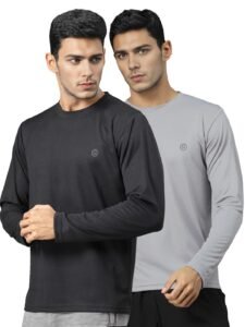 CHKOKKO Gym T Shirts for Men Workout Solid Quick Dry Sports Men T-Shirts Breathable Lightweight Full Sleeve Regular Fit Round Neck Running Stylish Tshirt for man
