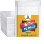 Water Resistant Bubble Envelope Mailers [10 Pack] 6 inch x 9 inch #0 White Poly Padded Shipping Envelopes Self Sealing Cushioned Packaging Bags