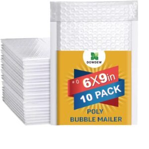 Water Resistant Bubble Envelope Mailers [10 Pack] 6 inch x 9 inch #0 White Poly Padded Shipping Envelopes Self Sealing Cushioned Packaging Bags