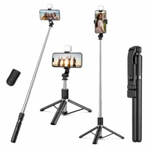 Selfie Stick with Tripod Stand,Extendable Selfie Stick for Mobile Phone with Bluetooth Remote,3-in-1 Multifunctional Design for Redmi/Xiaomi/OnePlus/Samsung/Oppo/Vivo and All Phones (Black) (Black)