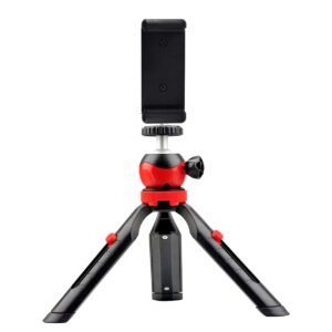 Digitek DTR-200MT 18cm Mini Tripod with Smartphone Holder & 360° Ball Head, 1kg Load Capacity, 2-Section Adjustable, Flexible Portable Design, Rubber Feet, for Smartphones, GoPro & Cameras