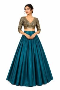 JANAK Women’s Silk Blend Skirt/Lehenga with 8 Meters Maxi Flare (Double Ghera)