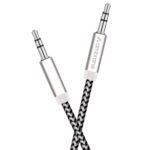 A Ambrane 3.5mm Male to male Stereo AUX Cable Audio Cable, Compatible for Smartphones Tablets, Headphone, Car, Home Stereos, Speakers 1.5 Meter (5 Feet) – (ABCAX-10, Black & Grey)