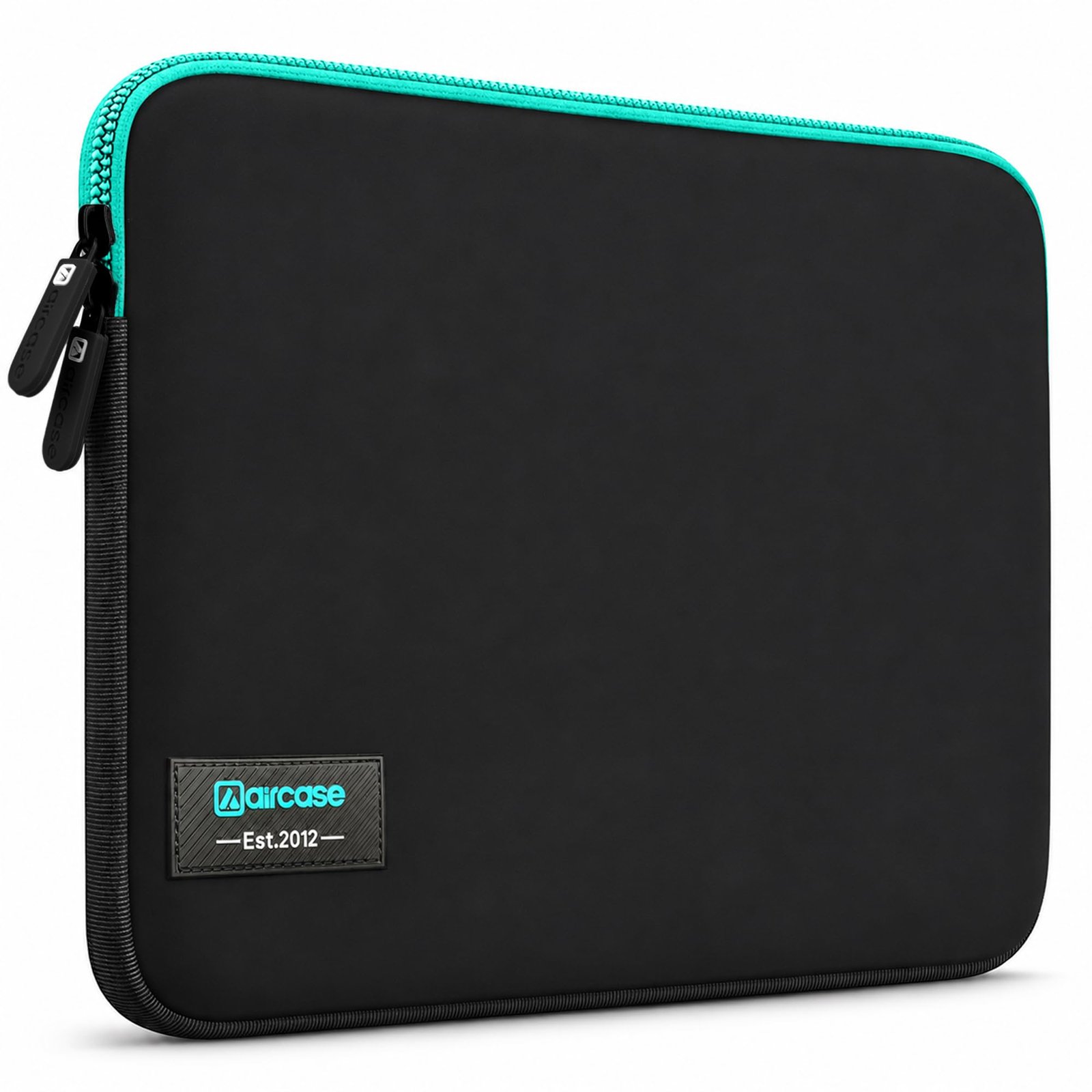 AirCase Neoprene Laptop Sleeve Case Cover for 15.6 Inch MacBook, Dell, HP, Lenovo, more| Water-Resistant, Shockproof Padding, Scratch-Proof| Slim Fit, Wrinkle Free, TSA Security Friendly (Black-Green)
