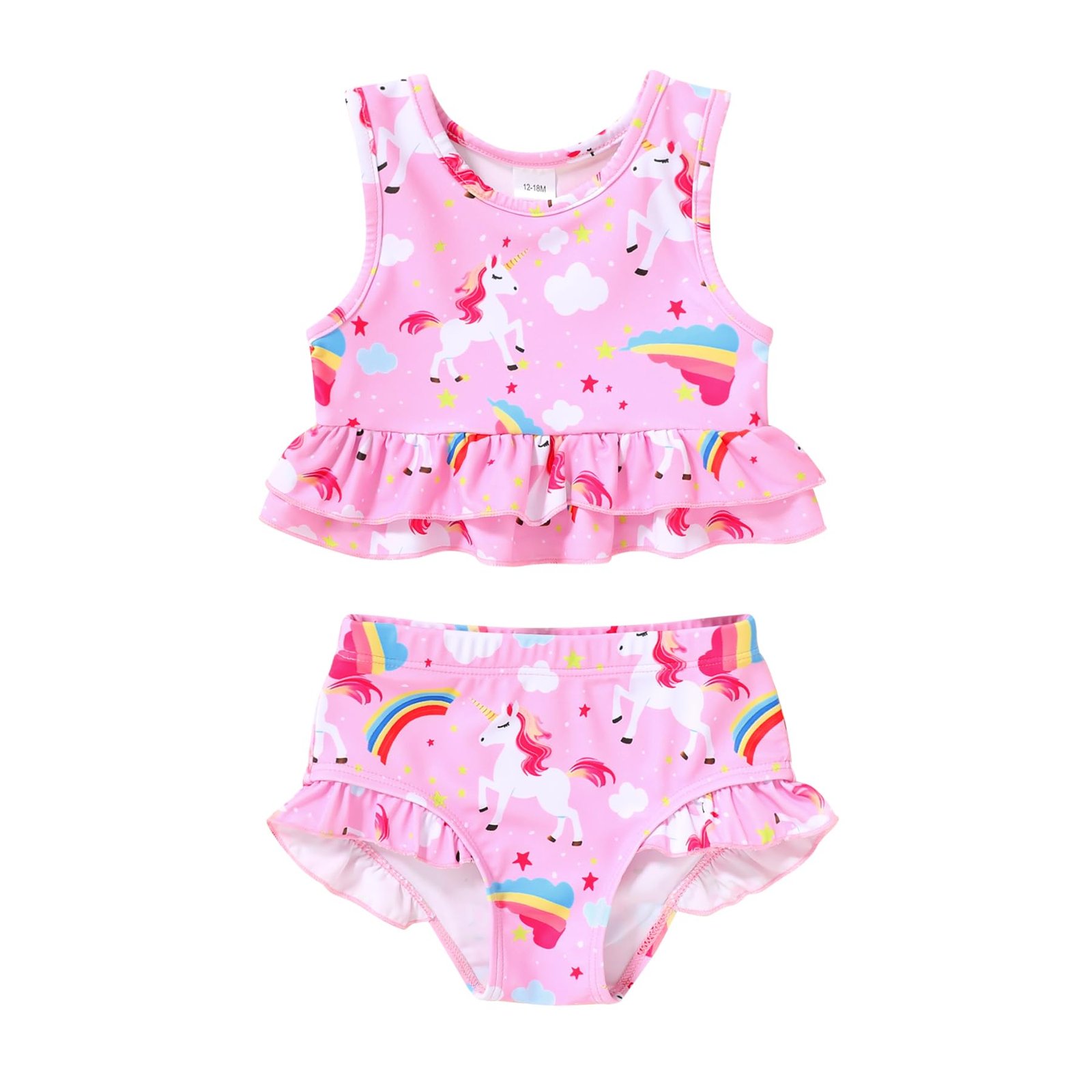 YOUNGER TREE Toddler Baby Girls Summer Swimsuit Sleeveless Striped Swimwear Two-Piece Suit Beach Bikini