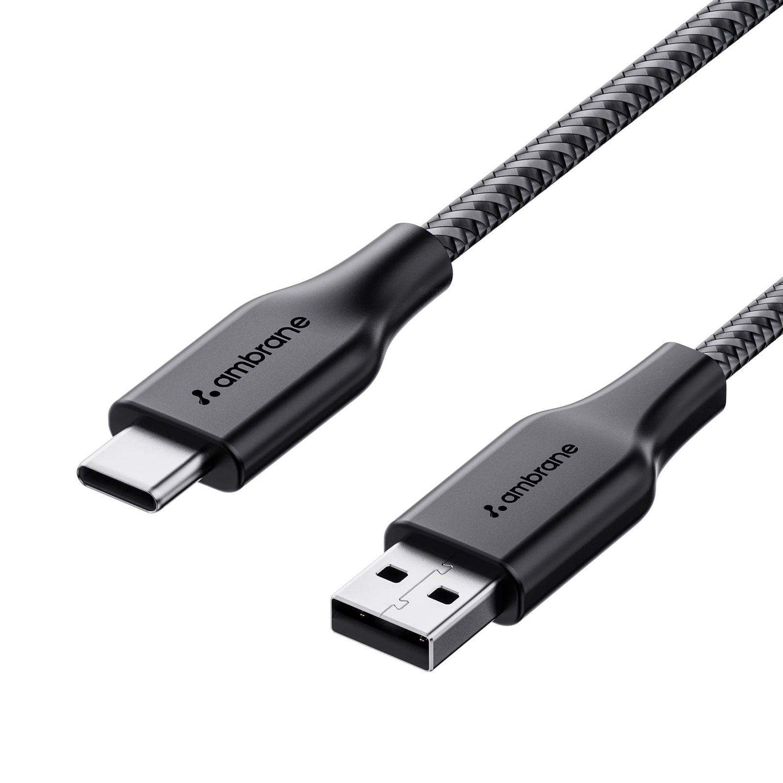 Ambrane Unbreakable 3A Fast Charging 1.5m Braided Type C Cable for Smartphones, Tablets & other Type C devices, 480Mbps Data Sync, Quick Charge 3.0 (RCT15A, Black)