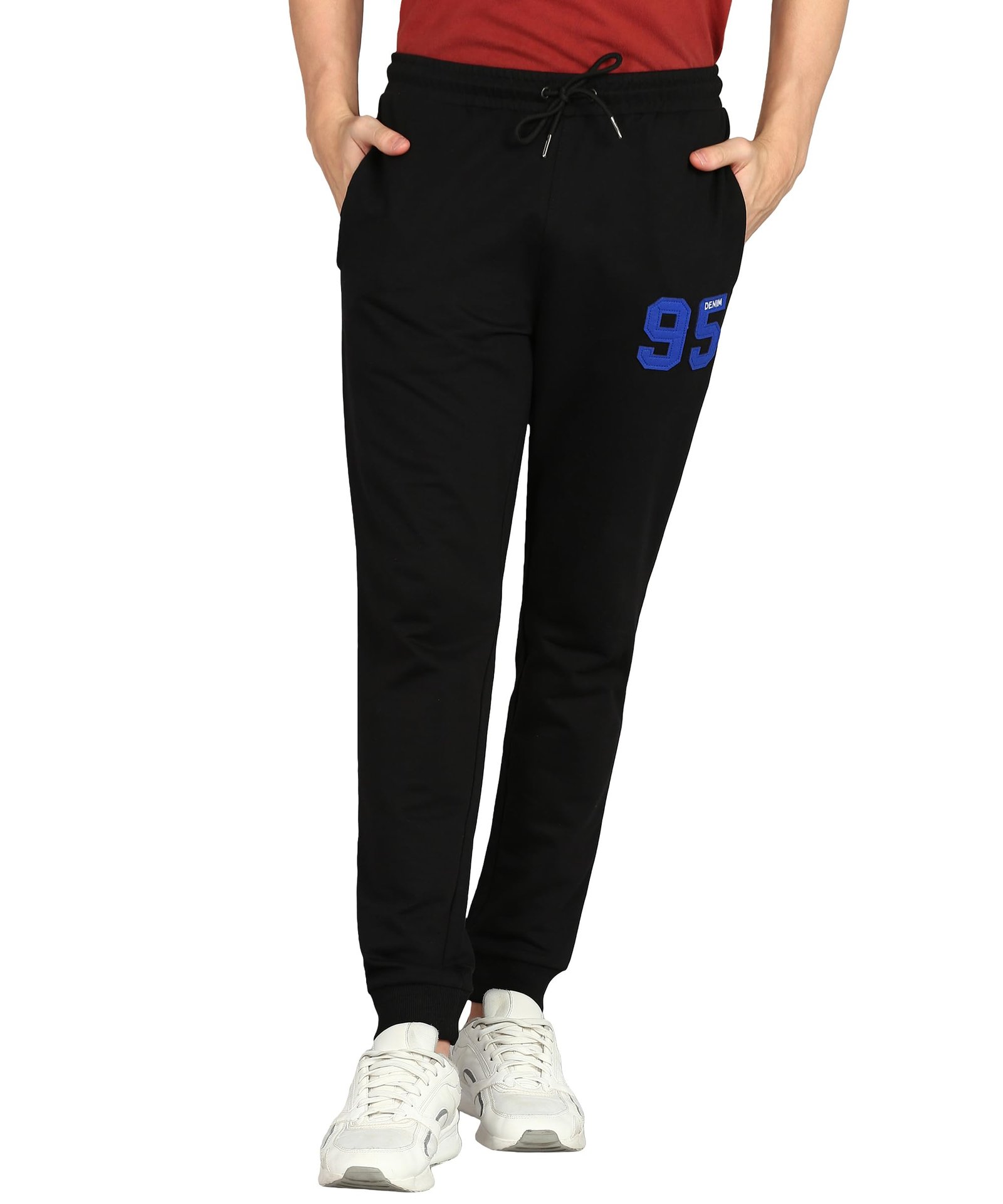 Alan Jones Clothing Men Mid Rise Cotton Blend Joggers Track Pants | French Terry | Zipper Pocket | Casual, Gym & Lounge Wear