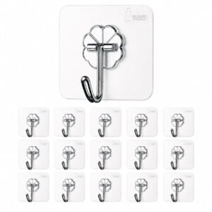 Misamo Enterprise PVC Wall Hooks, Pack of 15, Transparent