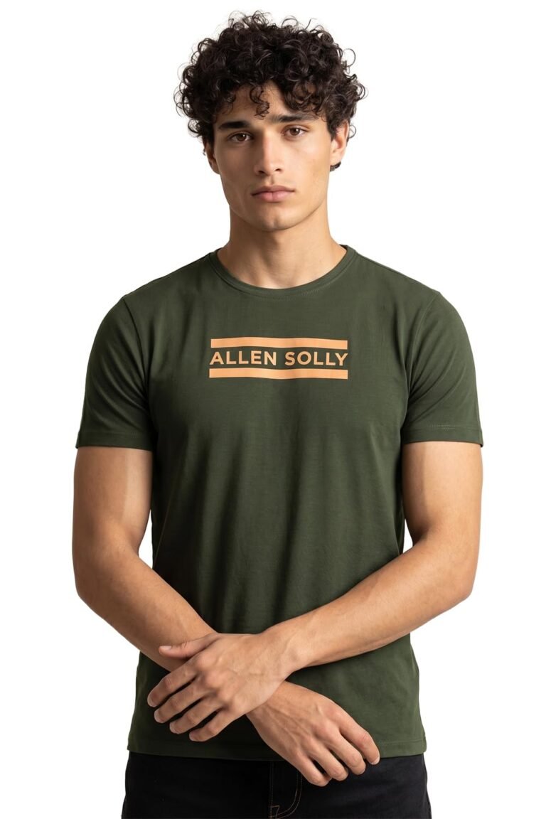 Allen Solly Men’s Round Neck T‑Shirt | Regular Fit | Soft Cotton | Chest Logo Print | Casual Everyday Wear