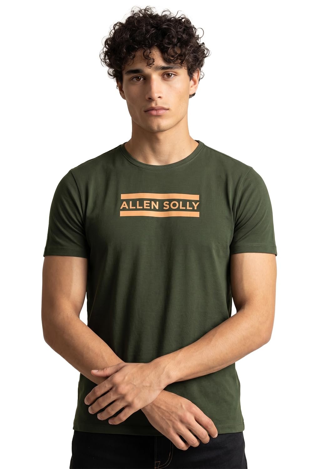 Allen Solly Men’s Round Neck T‑Shirt | Regular Fit | Soft Cotton | Chest Logo Print | Casual Everyday Wear
