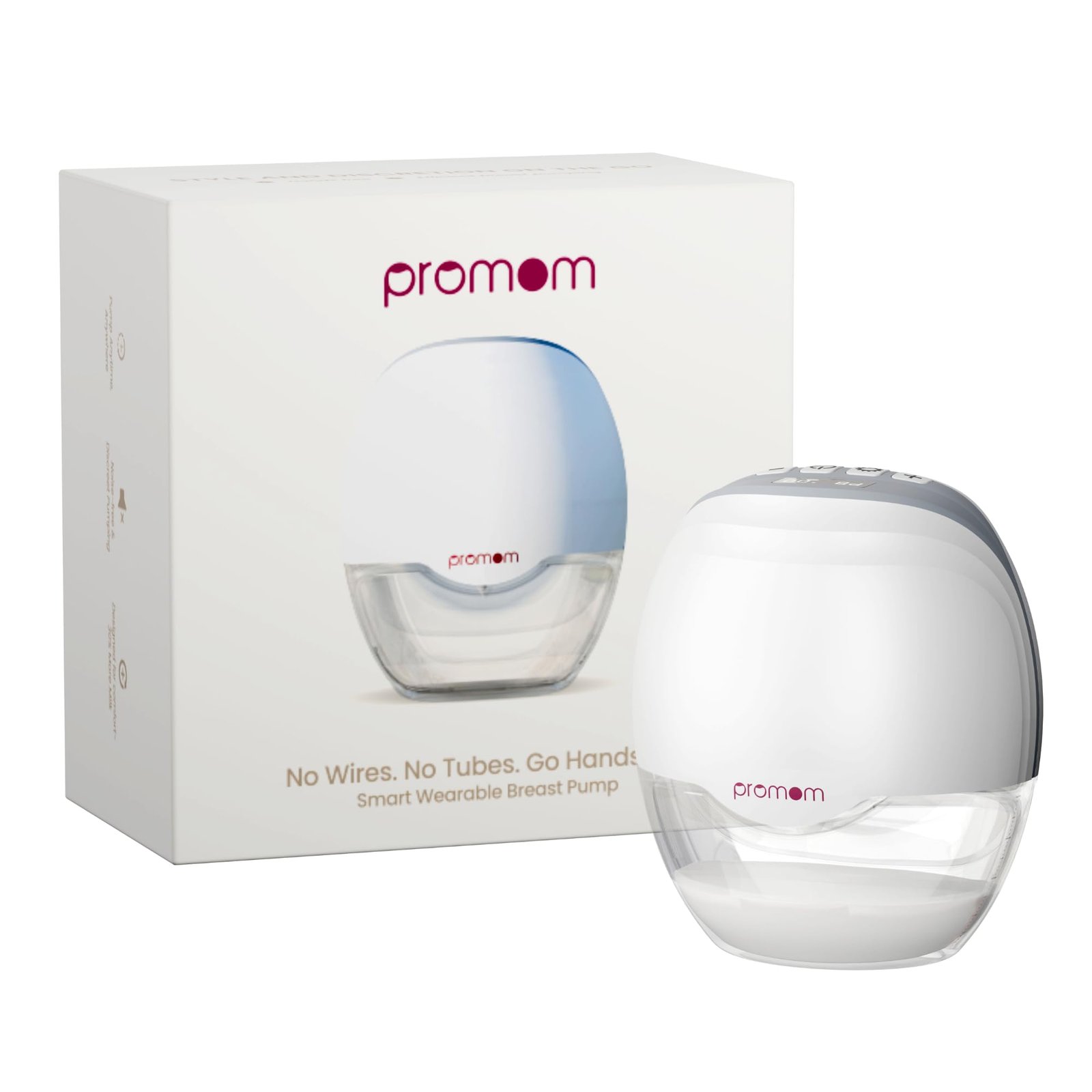 Promom Neo Wearable Electric Breast Pump for Feeding Mothers, Automatic Hands-Free Pumping Machine with 3 Modes & 8 Suction Levels, Portable & Cordless with USB Charging, FDA Approved, Patented DIAPHRAGM CASE Technology, Best-In Class Suction-450MmHg/60KPA, Smart LED Display, 160ml BPA-Free Milk Cup, Quiet & Compact (1 Year Warranty) – Pack of 1