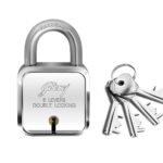 Godrej Locks I Square 6 levers 50mm I 4 Keys I Padlock for Main Door I Gate Lock I Lock for Tool Box, Shutters, Shops & Offices I Corrosion Resistant Shackle I Silver Finish | 1 Year Warranty