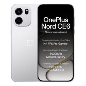 OnePlus Nord CE6 | 8GB+256GB | Lunar Pearl | Snapdragon 7s Gen 4 | Segment’s Fastest Touch Response | 8000mAh Battery | 144Hz 1.5K AMOLED Display | 50MP Main + 32MP Selfie 4K Cameras | IP66,68,69,69K