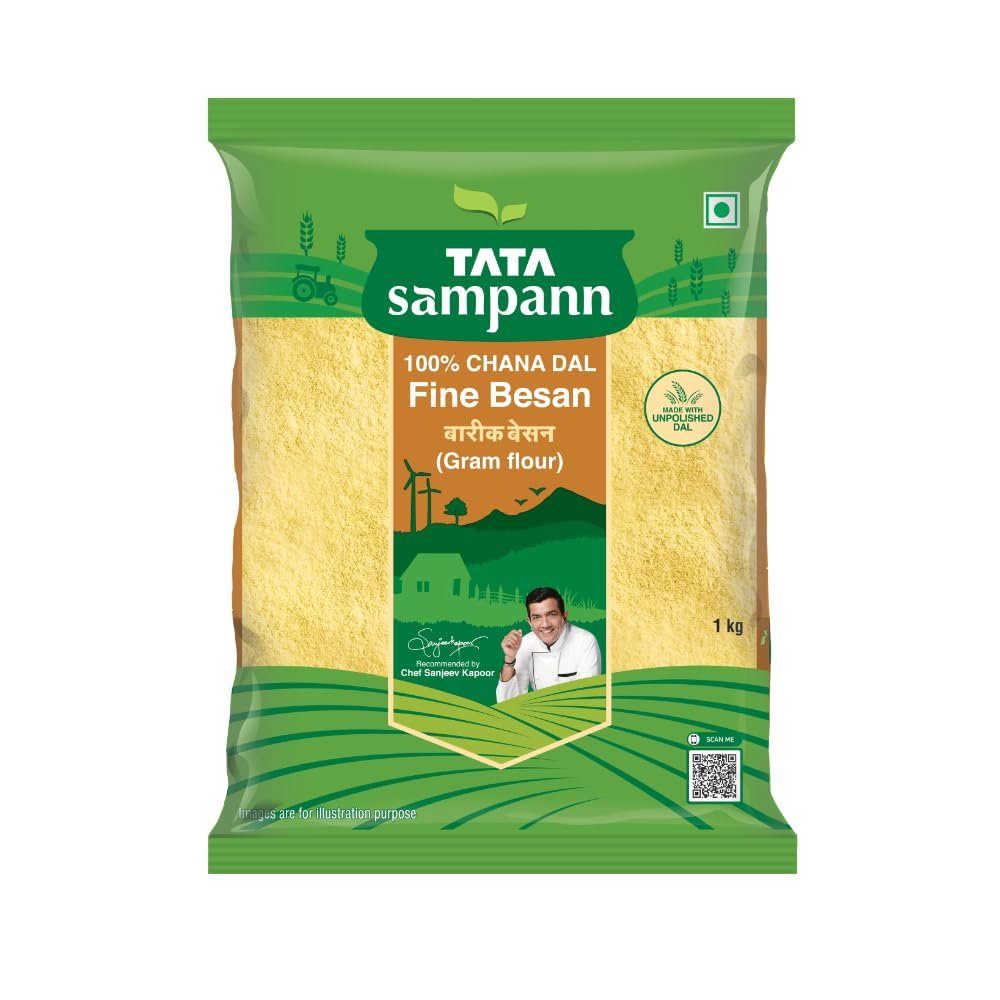 Tata Sampann 100% Chana Dal Fine Besan, Gram Flour, 1 Kg