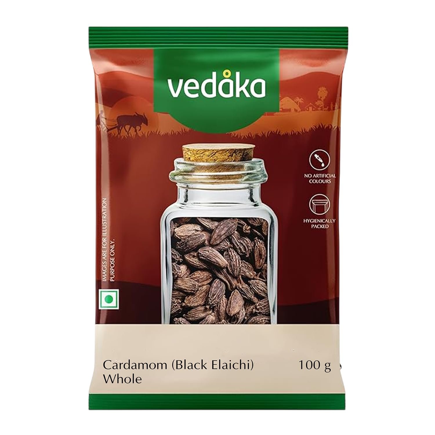 Amazon Brand – Vedaka Black Cardamom Whole (Moti Elaichi) | 100 g | No artificial colours | No Preservatives