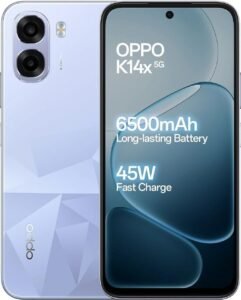 OPPO K14x (Icy Blue, 4GB RAM, 128GB Storage) | 50MP Camera | 6.7″ 120Hz Display | Dimensity 6300 5G | 6500mAh Battery | 45W SUPERVOOC Charging