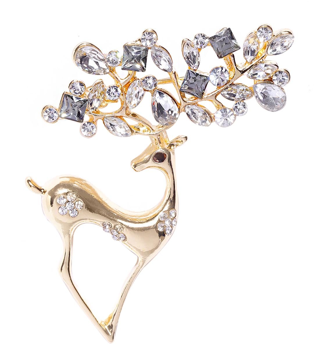 YouBella Jewellery Latest Stylish Crystal Unisex Deer Brooch for Women/Girls/Men
