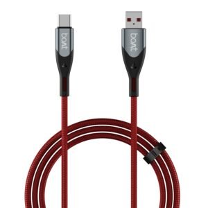 boAt Type A to C 65W Fast Charging Cable with 480 Mbps Data Transfer, Tangle-Free Cable in Premium Nylon Braided Design & Durable Aluminium Alloy Shell (Martian Red)