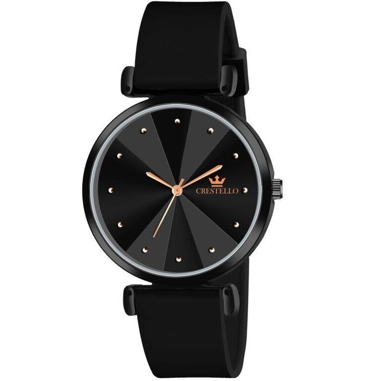 CRESTELLO Silicone Strap Analog Wrist Watch for Women (Black/Blue/Green/Brown) | CR-Ck137
