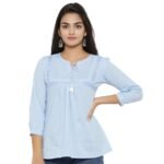 Yash Gallery Womens Rayon Mirror Work Casual Top Regular Fit