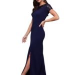 Miss Chase Women’s Comfortable Round Neck Sleeveless Striped Midi Bodycon Dress with Zipper