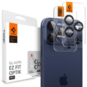 Spigen EZ Fit Optik Pro Tempered Glass Camera Lens Protector Guard for iPhone 17 Pro / 17 Pro Max / 16 Pro / 16 Pro Max / 15 Pro / 15 Pro Max / 14 Pro / 14 Pro Max – Black [2 Pack]