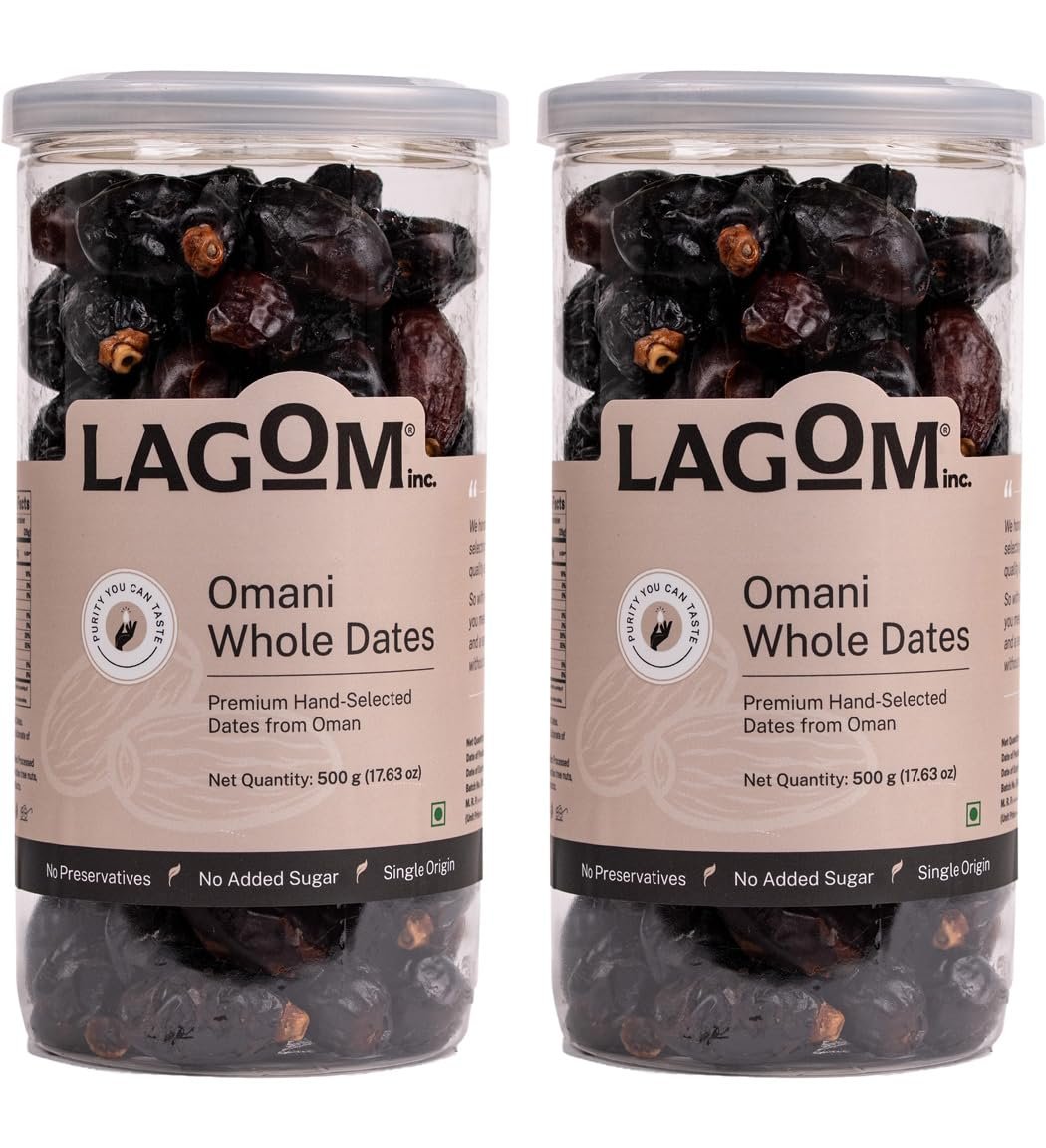 Lagom Omani Whole Dates 1 kg | Premium Khajoor from Oman | Soft, Naturally Sweet with Rich Flavor | No Added Sugar, No Preservatives | Vegan, Gluten Free, Non-GMO