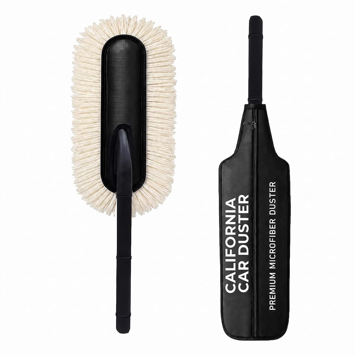 MOTHERS Brush with Extendable Handle | Soft Cotton Car Cleaning Duster | Scratch Free Dust Remover for Car, SUV, Bike & Home | Reusable Washable Cleaning Brush