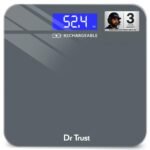 Dr Trust USA Platinum Rechargeable Digital Electronic Weight Machine, CE approved with 3 Years Warranty, Human Body 180Kg Capacity, Tempered Glass, Large LCD Display Personal Weighing Scale – 501