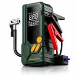 Bergmann Stallion Heavy-Duty Cordless Tyre Inflator + Smart Jump Starter | 10000mAH Li-Ion Battery | LED Light | Type-C Port | for Cars, Bikes, Toys & Bicycles | Dark Green