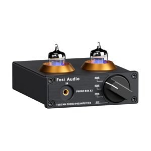 Fosi Audio Box X2 Phono Preamp for MM Turntable Phonograph Preamplifier with Gain Gear Mini Stereo Audio Hi-Fi Pre-Amplifier for Record Player with DC 12V Power Supply