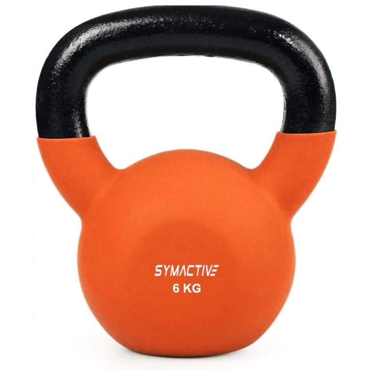 Amazon Brand – Symactive Neoprene Coated Solid Kettlebell for Gym Exercises, 6 Kg Orange