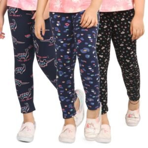 ARIEL Girls Cotton Printed Regular Fit Non-Transparent Ankle Length Leggings