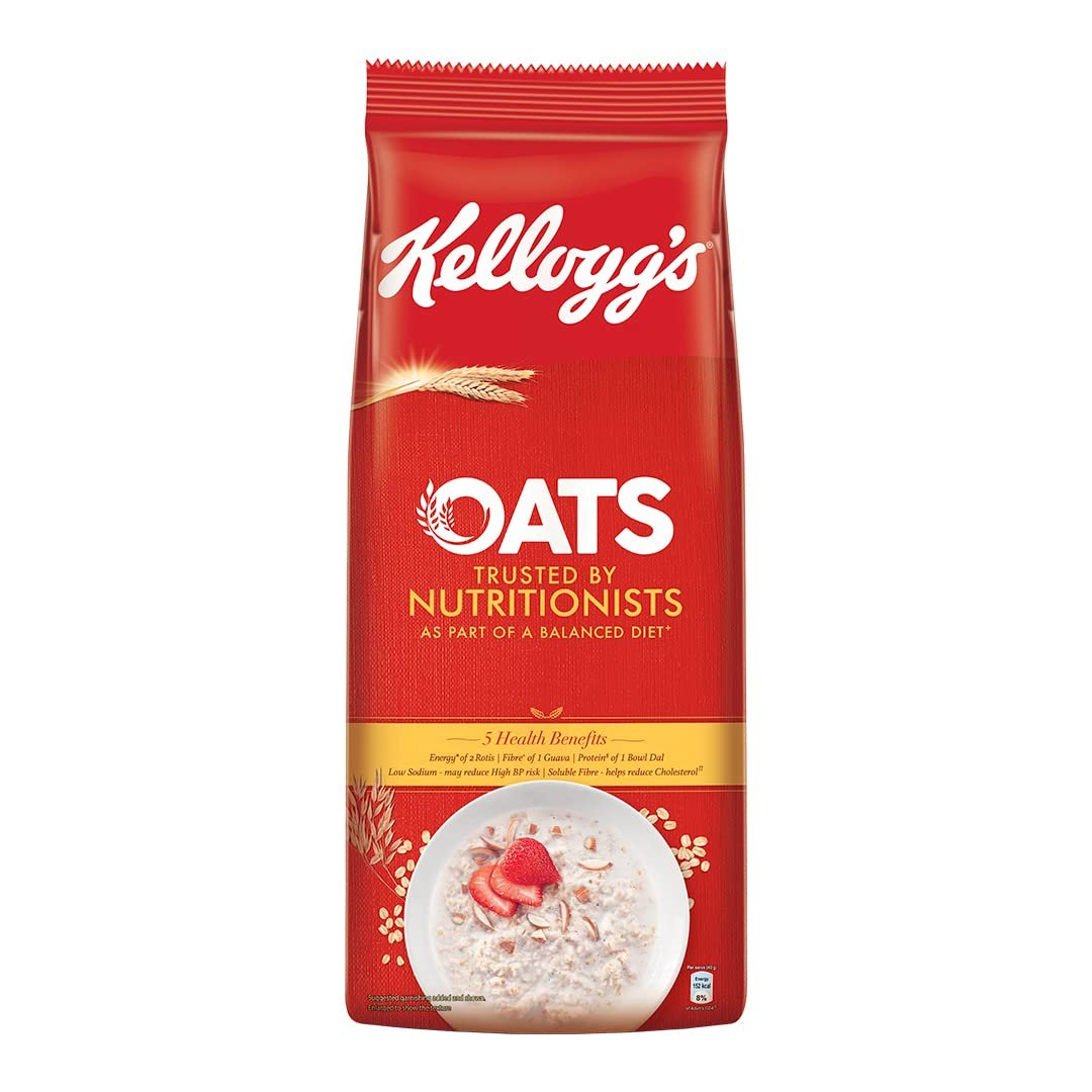 Kellogg’s Oats 2kg, Trusted by Nutritionists | Energy of 2 Rotis, Protein of 1 Bowl Dal, Fibre of 1 Guava, High in Protein & Fibre, Low in Sodium | Breakfast Oats