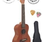 Juarez JRZ23UK/NA 23″ Concert Size Ukulele Kit, AQUILA Strings, Sapele Body, Rosewood Fingerboard, Matte Finish, with Bag and Picks, Natural Brown
