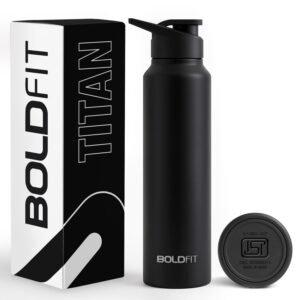 Boldfit Stainless Steel Water Bottle 1 Litre – BPA-Free, Leak-Proof & Rust-Free Metal Bottle with Handle – Lightweight, Food-Grade, Easy to Clean – Ideal for Office, Gym, School, Travel & Fridge Use