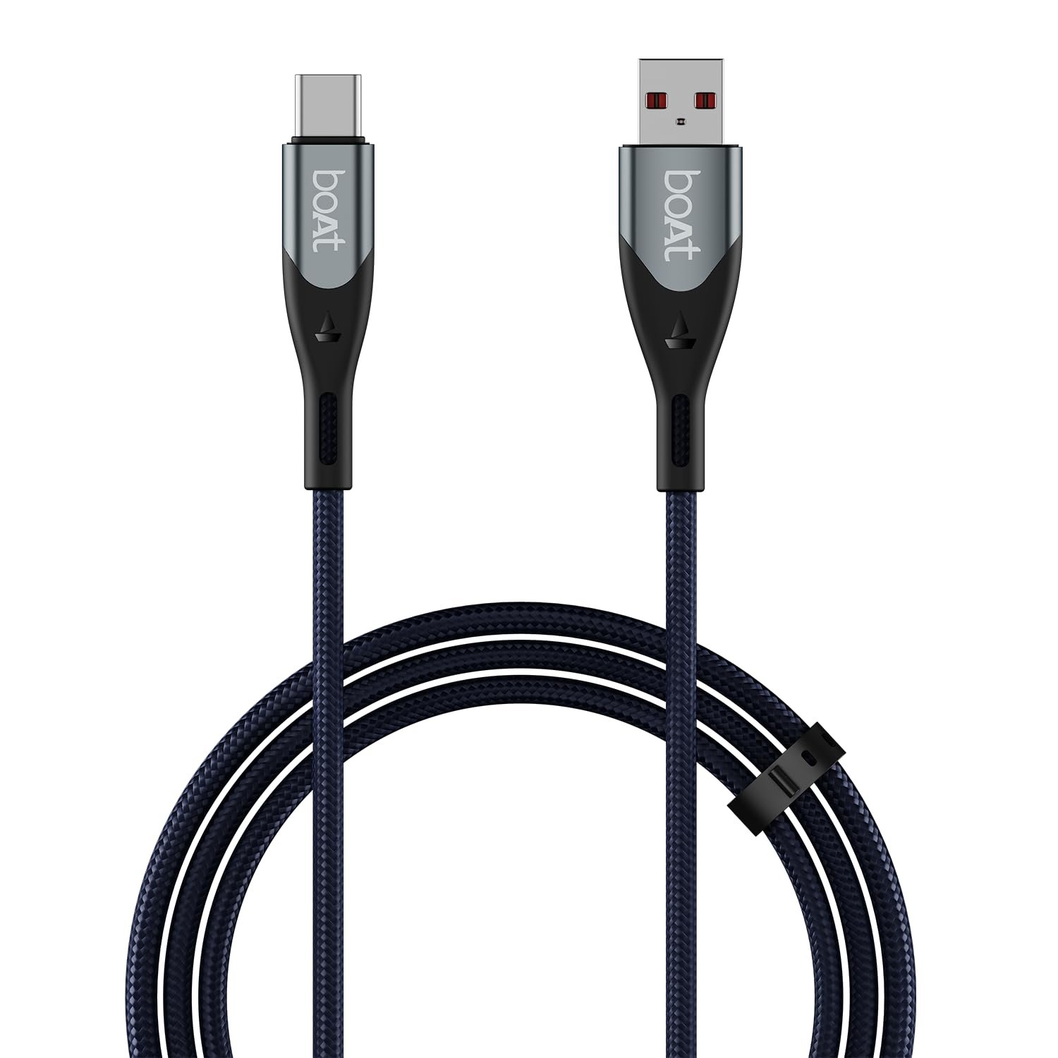 boAt Type A to C 65W Fast Charging Cable with 480 Mbps Data Transfer, Tangle-Free Cable in Premium Nylon Braided Design & Durable Aluminium Alloy Shell (Electric Blue)