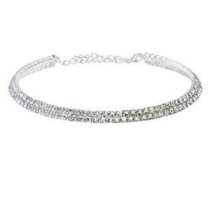 YouBella Fashion Jewellery Silver Crystal Rhinestone Choker Necklace for Women.(Valentine Gift Special)
