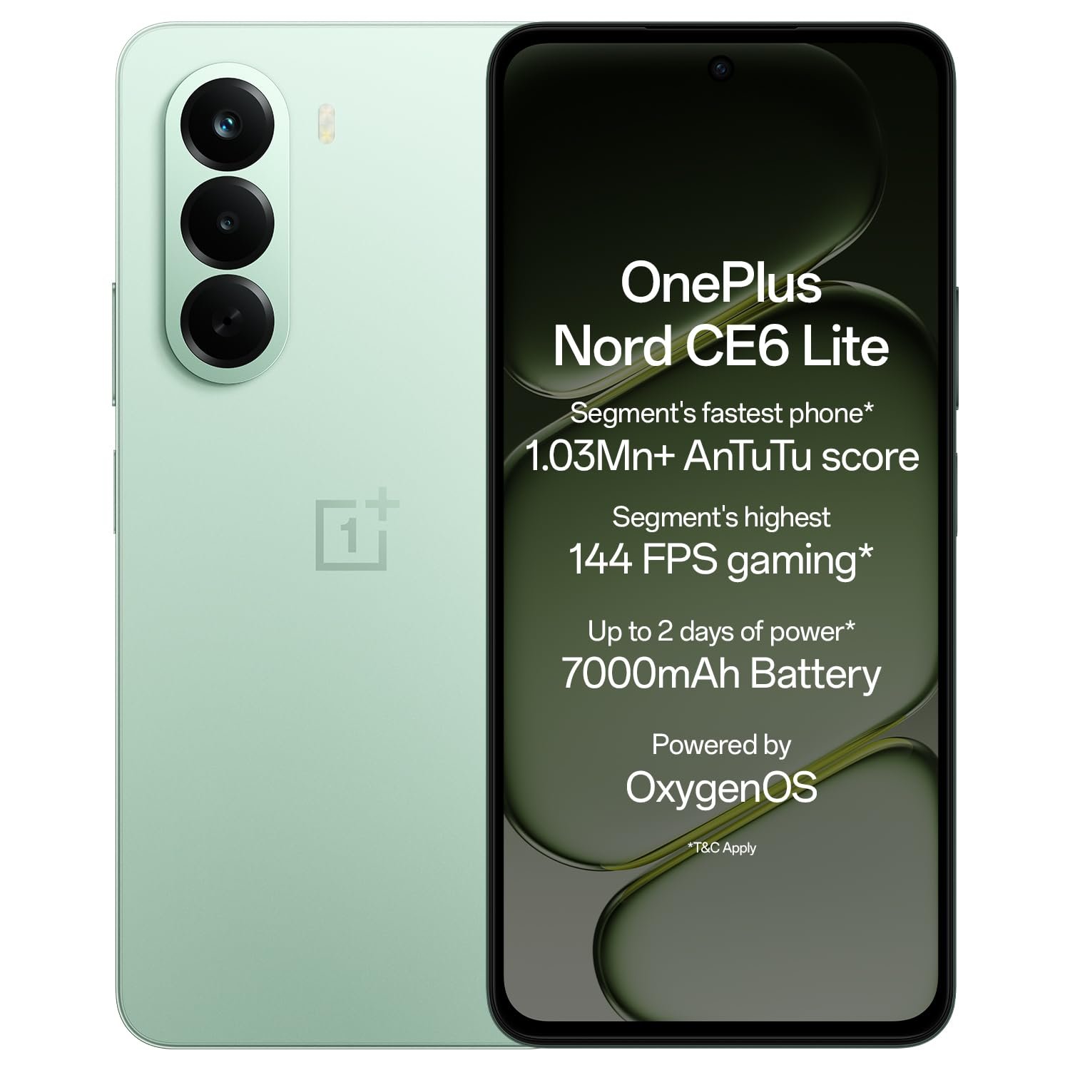 OnePlus Nord CE6 Lite | 8GB+256GB | Vivid Mint | Segment’s Fastest Dimensity 7400 Apex Processor | 7000mAh Battery | Segment’s Highest 144Hz Refresh Rate | 50MP Main Camera, 4K Video Recording