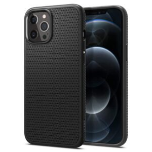 Spigen Liquid Air Back Cover Case for iPhone 12 Pro Max, Durable Protection, Air Cushion Technology – TPU | Matte Black
