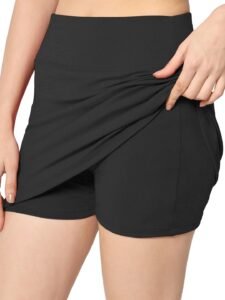 Mehrang Skirt with Shorts for Women’s & Girl’s Solid High Waist Flared Skater Short Mini Skirt