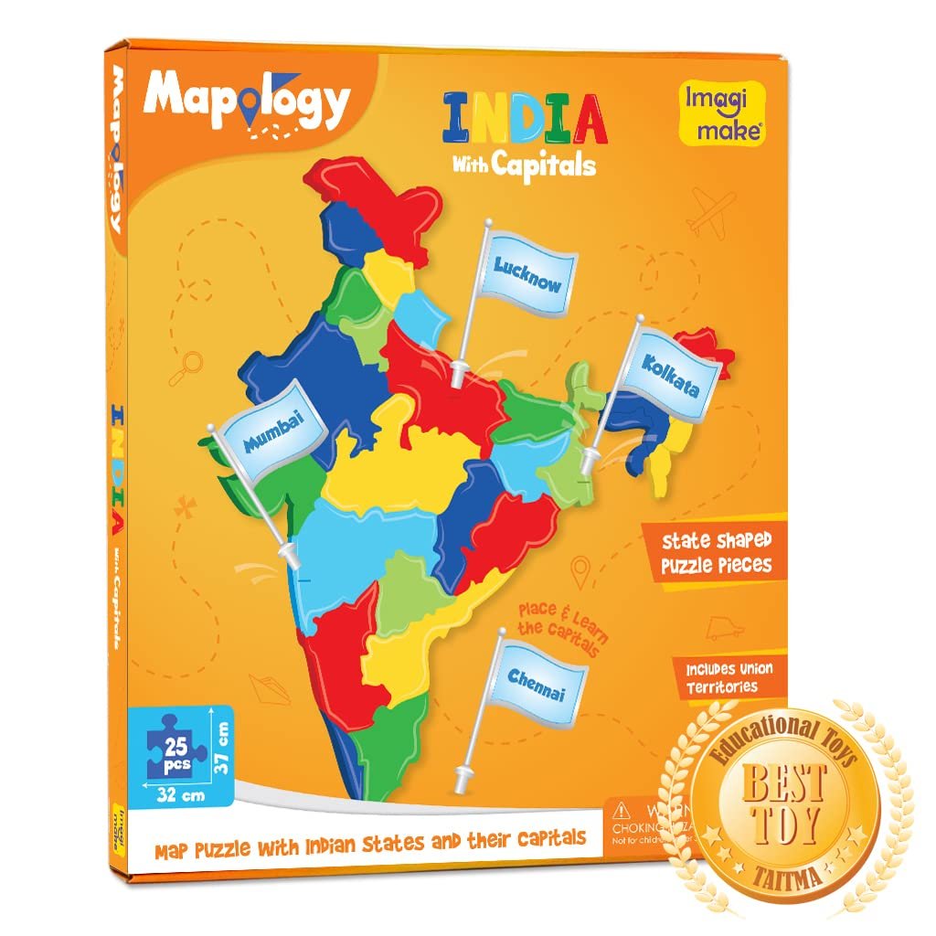 Imagimake Mapology India with Capitals | Educational Toy for Kids 5-9 Years