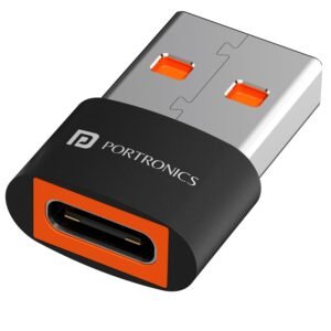 Portronics Bridge X USB 3.0 Type C Female to USB Male OTG Adapter, 5Gbps High Speed Data Transfer, Fast Charging, Compatible with Laptops, Tablets, Smartphone, Chargers and More Devices(Black)