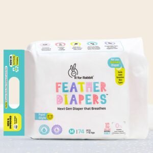 R for Rabbit Pant Style Feather Diaper Medium (M) Size for Baby 7 to 12 kgs 74 Units (74 Count, Pack Of 1)