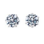 HIGHSPARK 925 Silver Solitaire Stud Earrings | 92.5 Sterling Silver & Round Brilliant Cubic Zirconia Tops for Men Women